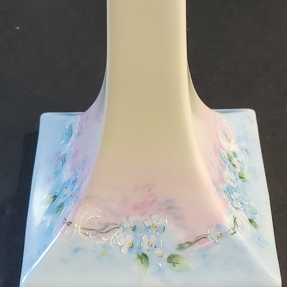 Royal Bavarian 8.5" Pair of Guilt and Hand Painted Forget Me Nots Porcelain Cand - Picture 4 of 10